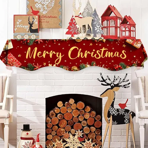 Miniatura 5 de NYZE Bufanda para Repisa de Chimenea Navideña 60 x 17 Pulgadas Cubierta Decorativa para Repisa de Chimenea de Navidad Camino de Mesa para Repisa
