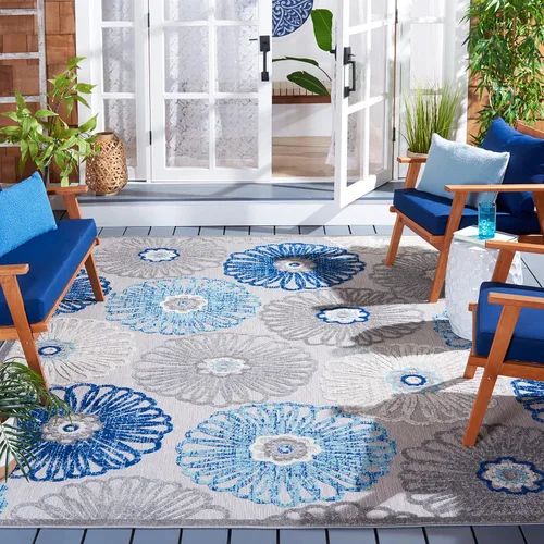 Miniatura 14 de SAFAVIEH Alfombra lavable para exteriores, redonda, 4 pies, color crema y rojo, no desprende pelusa y fácil de limpiar, ideal para patio, patio