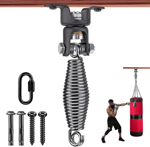 Miniatura 10 de BeneLabel Heavy Bag Ceiling Mount with Spring & Chains 360° Rotation Punching Bag Ceiling Hanger with Bearings Boxing Bags Holder Hardware with 2
