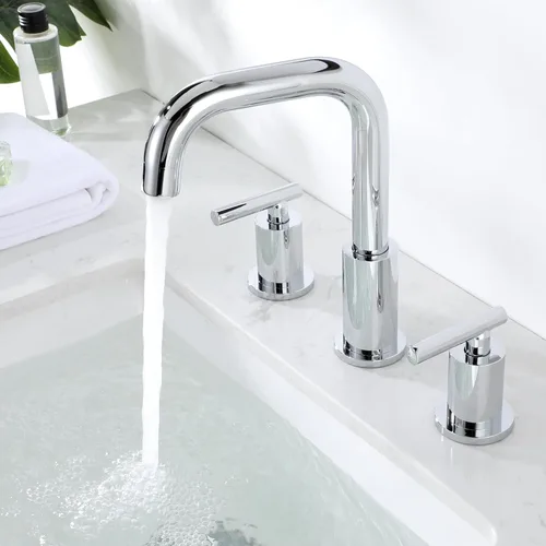 Miniatura 6 de Grifo de baño de 8 pulgadas de extensión amplia, 2 manijas 3 orificios, grifo de baño cromado con desagüe de lavabo y manguera de suministro de Cromo