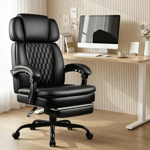 Miniatura 2 de TAVATA Silla de oficina ejecutiva de 400 libras con reposapiés, silla de oficina ergonómica grande y alta con soporte lumbar, respaldo alto Negro