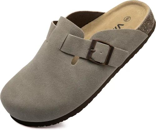 Miniatura 7 de Zuecos de ante con plantilla de corcho, sandalias de patata, mules de confort con soporte de arco, chanclas cómodas de slip on