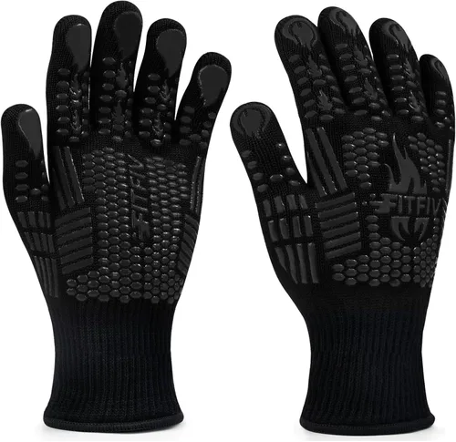 Miniatura 10 de Guantes para barbacoa, guantes para horno, guantes de barbacoa resistentes al calor extremo de 1472 °F, guantes antideslizantes de silicona