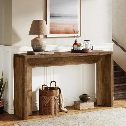 Miniatura 6 de Tribesigns Mesa consola de granja, mesa de sofá de madera de 55 pulgadas con almacenamiento para entrada, vestíbulo, pasillo, sala de estar, fácil