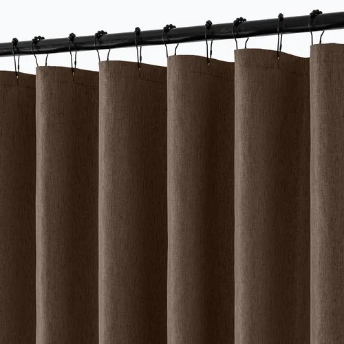 Miniatura 22 de ANRODUO Cortina de ducha de lino negro - Juego de cortina de ducha de tela con 12 ganchos de metal, poliéster texturizado impermeable de servicio