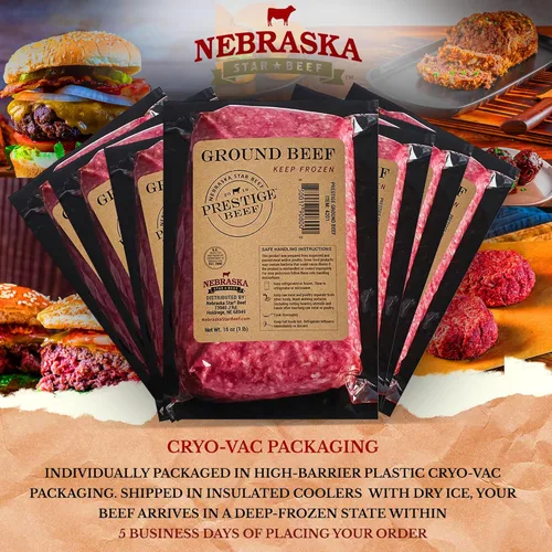Miniatura 7 de Nebraska Star Beef - Carne molida Angus (10 paquetes de 1 lb) - Prestige, carne molida, hamburguesa congelada, empanadas de hamburguesa, hamburguesa