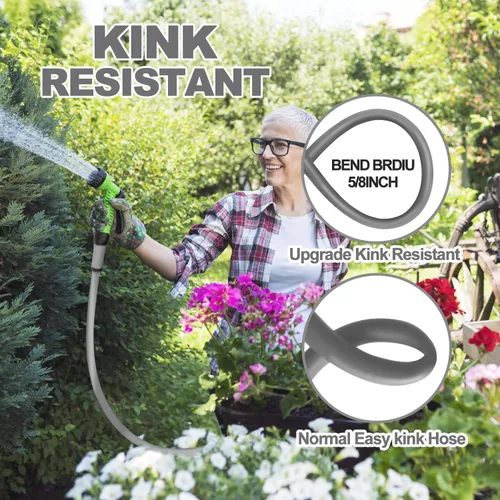 Miniatura 4 de YOTOO Manguera de jardín híbrida de servicio pesado con plomo en agua de 5/8 pulgadas por 1.28 pies, 150 PSI, resistente a las torceduras, flexible