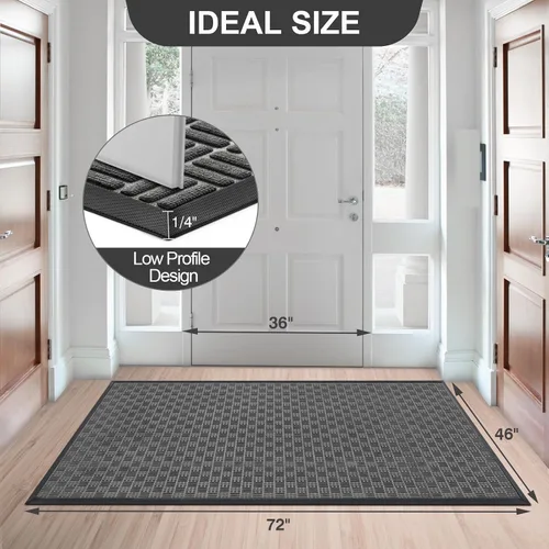 Miniatura 2 de Mibao Tapete para puerta delantera, resistente y duradero, tapete de bienvenida para interiores y exteriores, atrapador de suciedad, impermeable