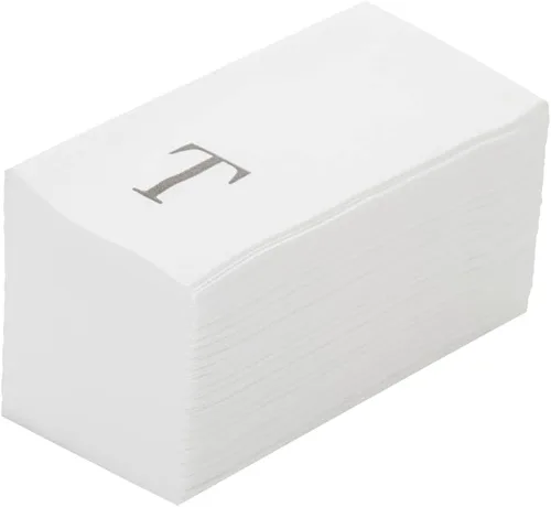Miniatura 12 de Luxenap Toallas de invitados de tacto de lino de 15.8 X 7.9 pulgadas, 50 toallas de mano con letras - Letra dorada "S", fuente sans serif