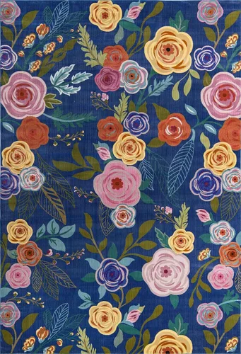Miniatura 21 de Unique Loom Blossom Collection - Alfombra Ashley (2' 7" x 12' 2", alfombra de pasillo, azul/oliva)