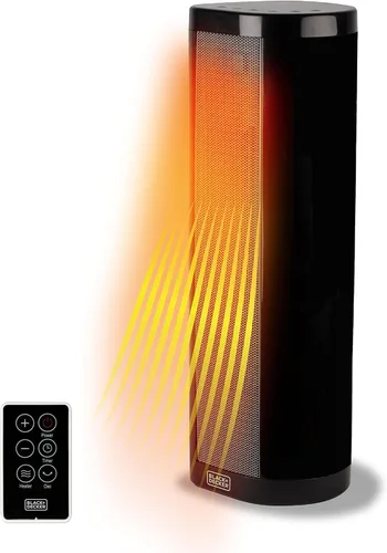 BLACK+DECKER Calentador de espacio de cerámica con termostato ajustable, calentador de torre para uso vertical u horizontal, 3 ajustes de calor y