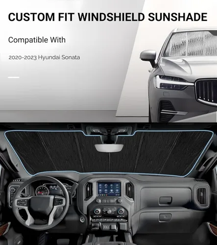 Miniatura 2 de Pigenius Parasol para parabrisas para Hyundai Sonata 2020-2023 Parasol para ventana delantera - AstraGuard Plateado