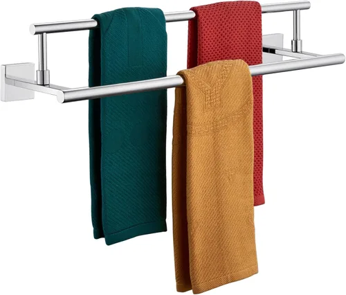 Miniatura 25 de KOKOSIRI Toalleros de baño de 36 pulgadas, rieles dobles para toallas, portatollas negro mate extralargo para cocina, inodoro, acero inoxidable