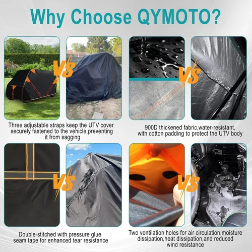 Miniatura 2 de QYMOTO Funda para UTV 900D de 4 a 6 plazas, almacenamiento al aire libre, a prueba de agua, con 3 correas ajustables a prueba de viento para Can Am
