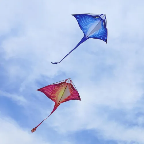 Miniatura 5 de Mint's Colorful Life Cometa de pez diablo para niños y adultos, fácil de volar, cometa Delta de una línea grande, mango de cometa incluido