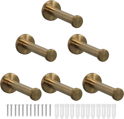 Miniatura 30 de Ganchos para toallas de baño, paquete de 6 ganchos redondos para abrigos, gancho resistente para bata montado en la pared, colgador de ropa Cromo