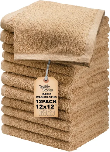 Miniatura 24 de Toallas de baño básicas medianas de 24 x 48 pulgadas, paquete de 6, color beige, suaves y absorbentes, toallas de algodón multiusos para baño, spa