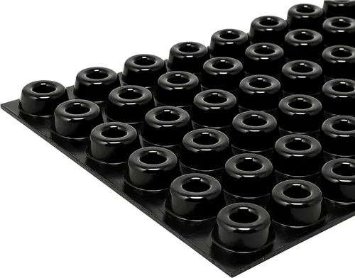 Topes de puerta de goma autoadhesivos empotrados y protectores de pared de 0.880 pulgadas (0.878 in) x 0.400 pulgadas (0.402 in), paquete de 18 Negro