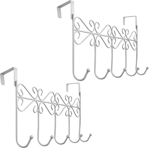 Youdepot Ganchos para colgar sobre la puerta,Gancho de puerta,Percha de puerta 2 piezas, blanco