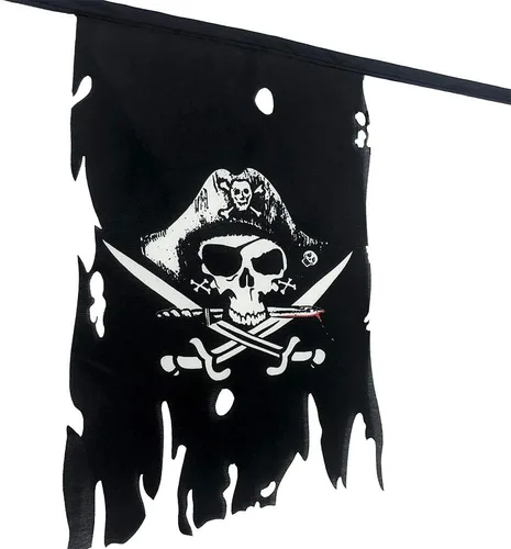 Miniatura 3 de Flaglink Juego de 20 banderas en el pecho del hombre muerto, longitud de 30 pies, diseño de calavera con huesos de calavera Jolly Roger Crossbone