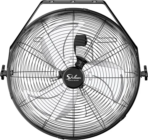 Simple Deluxe Ventilador industrial de montaje en pared de 20 pulgadas, ventilador de metal de 3 velocidades para almacén, invernadero, taller,
