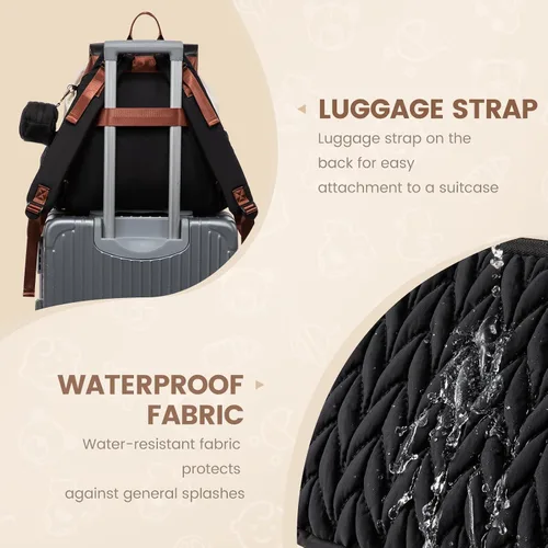 Miniatura 7 de LOVEVOOK Mochila para pañales, bolsa de bebé pequeña, bonita bolsa de pañales para bebé, elegante bolsa de viaje resistente al agua para mamá, Negro