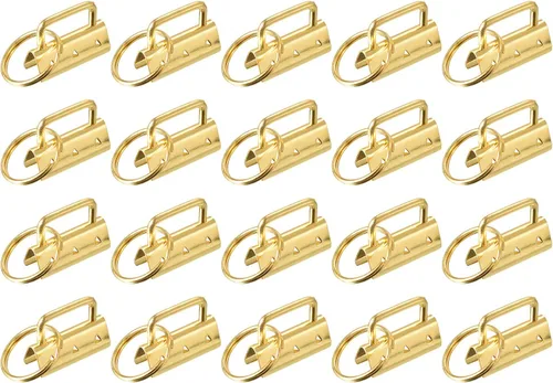 uxcell 72 llaveros de 1.3 pulgadas (1.260 in) con llavero y anillo para correas de bolsa, pulseras, cordones, tono dorado