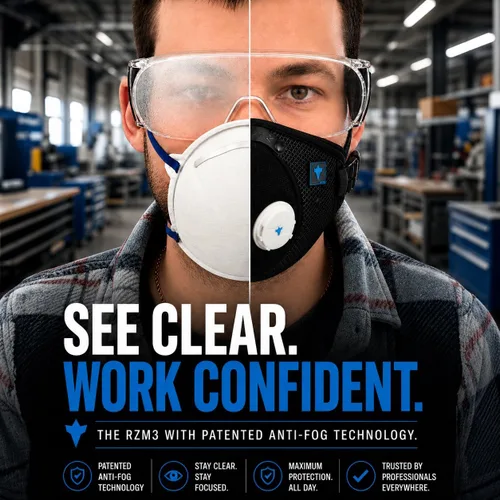 Miniatura 2 de RZ Mask RZM3 - Patented Dust Mask w/ 99.9% Carbon Filtration, Anti Fogging, 360° Seal with 3 Straps, 50% Better Breathability Amarillo