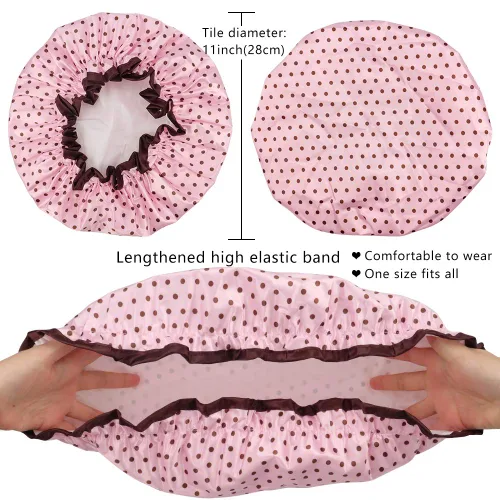 Miniatura 2 de TCOTBE Gorro de ducha para mujer, elástico y reutilizable, protección del medio ambiente, doble capa impermeable