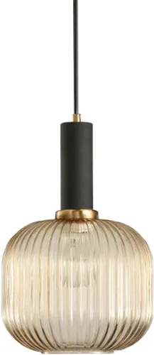 Miniatura 5 de Lámpara colgante negra y pantalla de luz a rayas de vidrio, iluminación colgante moderna para isla de cocina, casa de campo, luces colgantes