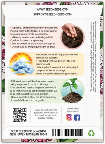 Miniatura 3 de Seed Needs Pink Swamp Semillas de algodoncillo para plantar, reliquia y sin tratar, cultiva un jardín de mariposas para atraer mariposas monarca