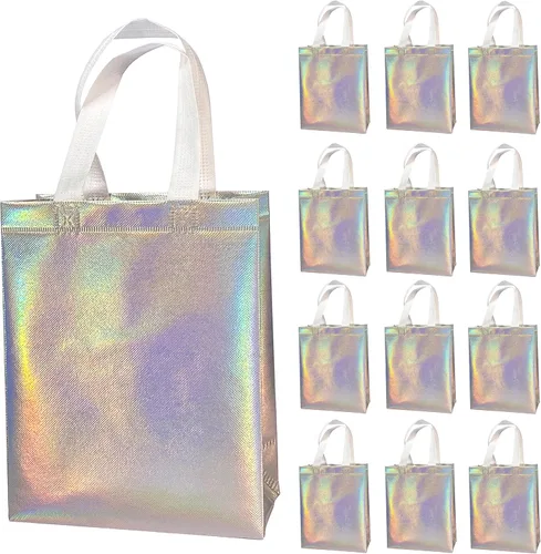 12 bolsas de regalo reutilizables no tejidas con asas para recuerdo de fiesta 8 pulgadas de ancho x 4 pulgadas de largo x 10 pulgadas de alto