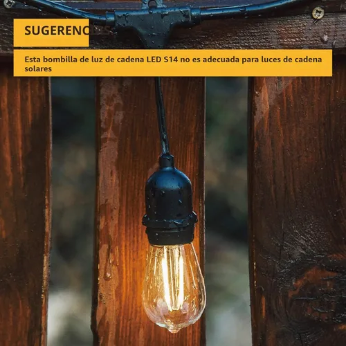 Miniatura 3 de VISTERLITE Bombillas LED de repuesto S14 inastillables, 2 W, equivalente a 11-25 vatios, blanco cálido 2200 K, tira de luces para exteriores
