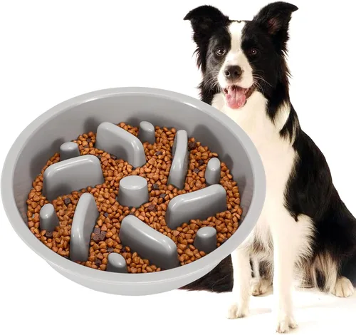 Miniatura 7 de JASGOOD Comedero lento para perros, cuenco de rompecabezas reducido para comederos elevados de mascotas, cuenco interactivo de repuesto elevado