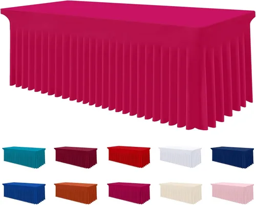 Miniatura 20 de Smiry Mantel de Spandex, Mantel Elástico Ajustable Extensible para Mesas Rectangulares de 6 Pies, Falda Cubierta de Mesa Impermeable y Lavable