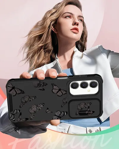 Miniatura 6 de Funermei Funda para teléfono Samsung Galaxy A15 5G - [2 en 1] Funda para teléfono de mujeres lindas chicas, diseño femenino de mariposa negra