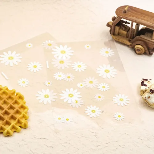 Miniatura 7 de souG 100 bolsas de celofán con fuelle pequeñas de margaritas blancas