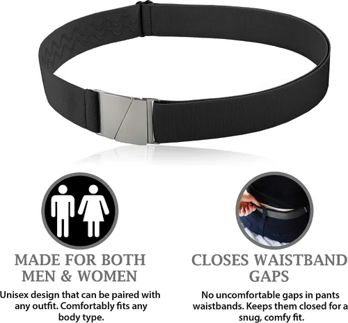 Miniatura 3 de Cinturones elásticos invisibles invisibles para mujeres y hombres de 1.5 pulgadas ajustables antideslizantes que se adaptan a cinturas de hasta 50
