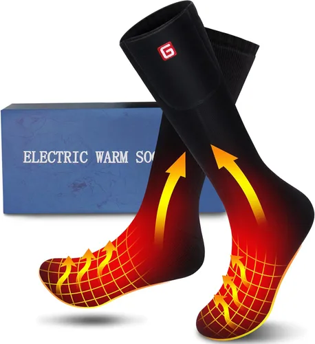 Autocastle Calcetines calefactables para hombre, recargables, con pilas, calentadores de calor, calentados por batería, calentadores de pies, para