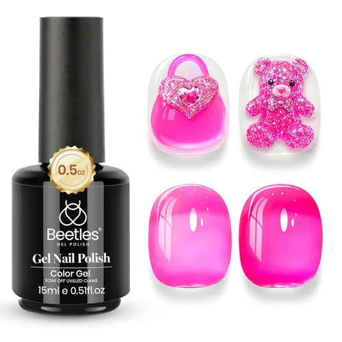 Miniatura 102 de Beetles - Esmalte de uñas de gel verde luminoso que brilla en la oscuridad, esmalte de uñas de gel que se absorbe con lámpara LED UV, arte de uñas