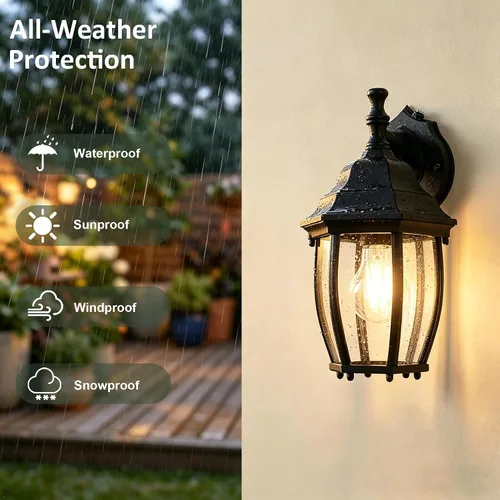 Miniatura 3 de LIT-PaTH Farol de pared para exteriores del atardecer al amanecer, aplique de pared como accesorio de iluminación de porche con base mediana E26
