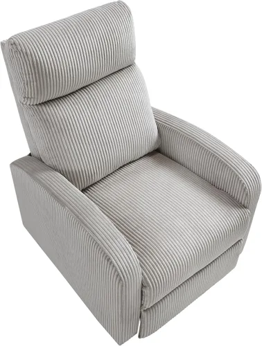 Miniatura 17 de Lexicon Sillón Reclinable de Pana con Respaldo Empujable Sillón Butaca Reclinable de Empuje hacia Atrás, Marco de Madera Sólida y Base de Metal
