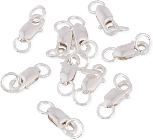 Miniatura 7 de Pandahall - 10 cierres de pinza de langosta de plata de ley 925 con anillos de salto para collar, pulsera, cierre de gatillo hipoalergénico