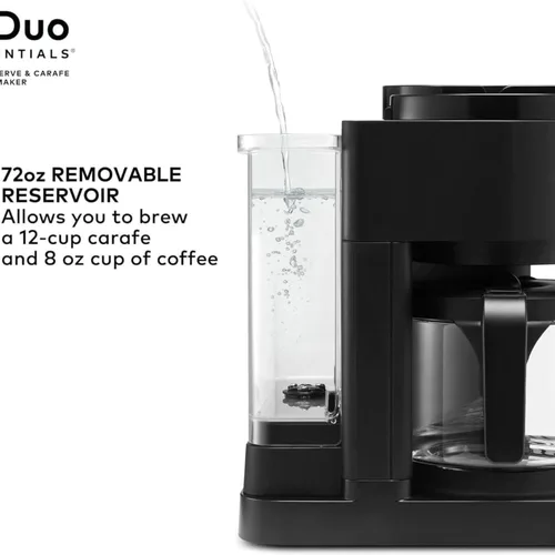Miniatura 8 de K-Duo Essentials - Cafetera para bebidas calientes y heladas, cafetera KCup de una sola porción y jarra de café por goteo de 12 tazas, depósito