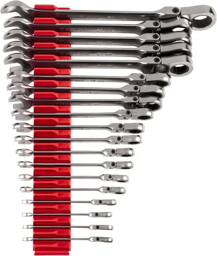 TEKTON Juego de llaves de combinación con cabeza flexible de 12 puntos con organizadores modulares, 19 piezas (6-24 mm) | WRC95303
