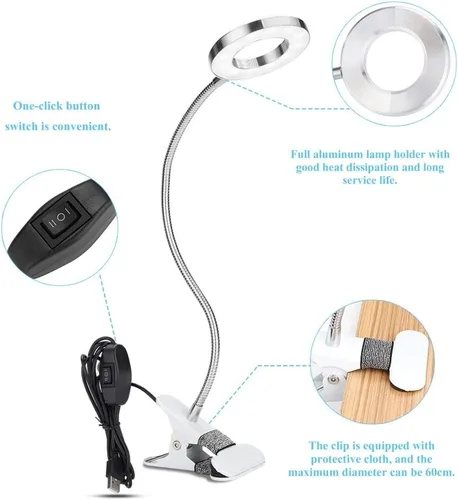 Miniatura 5 de lámpara, USB círculo maquillaje lámpara ceja labio salón de belleza escritorio Led luces con clip