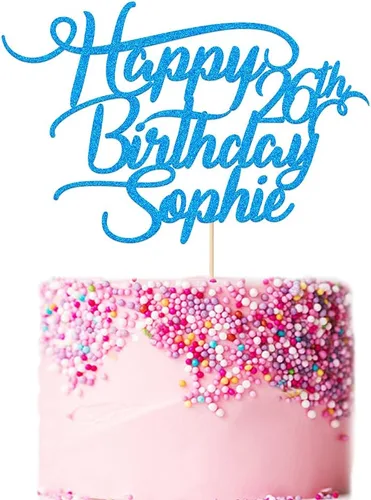 Decoración de pastel de cumpleaños personalizada con cualquier nombre, edad, decoración de pastel de fiesta de 16 18 21 30 40 tarjeta de purpurina