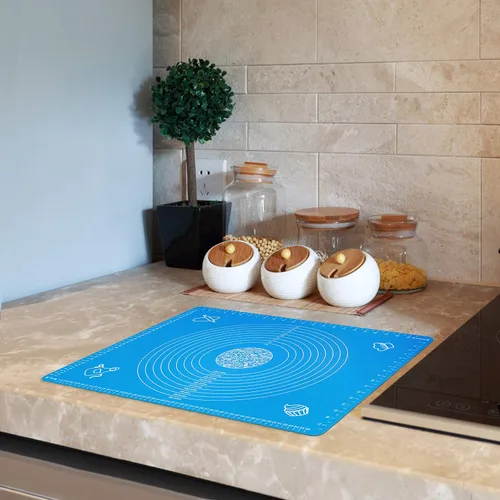 Miniatura 6 de Alfombrilla de Silicona para Hornear para Enrollar Masa de Repostería con Medidas, 25.6 x 17.7 Sin BPA Antiadherente y Antideslizante Verde Lámina