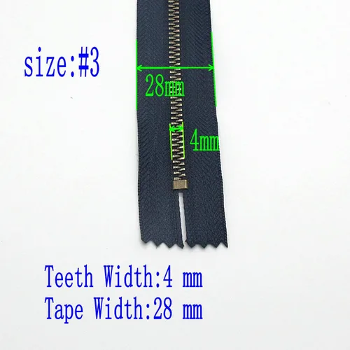 Miniatura 3 de Leekayer Cremallera de latón de 8 pulgadas, cremallera 3# para jeans, cremallera de extremo cerrado para botas, bolsos, mochila, cremallera de Cinta