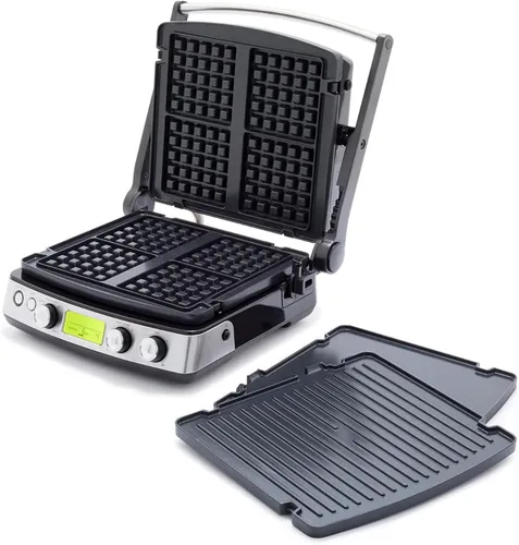 Miniatura 14 de GreenPan Elite Parrilla de Contacto y Plancha Multifunción 7 en 1, Antiadherente Cerámico Saludable, Placas para Parrilla y Waffle, Tono y Blanco